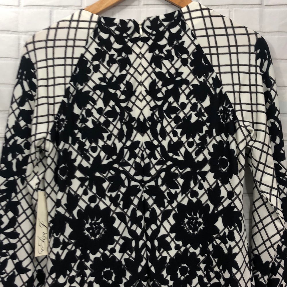Eliza J Black White Grid Floral Shift Dres… - Picture 9 of 9